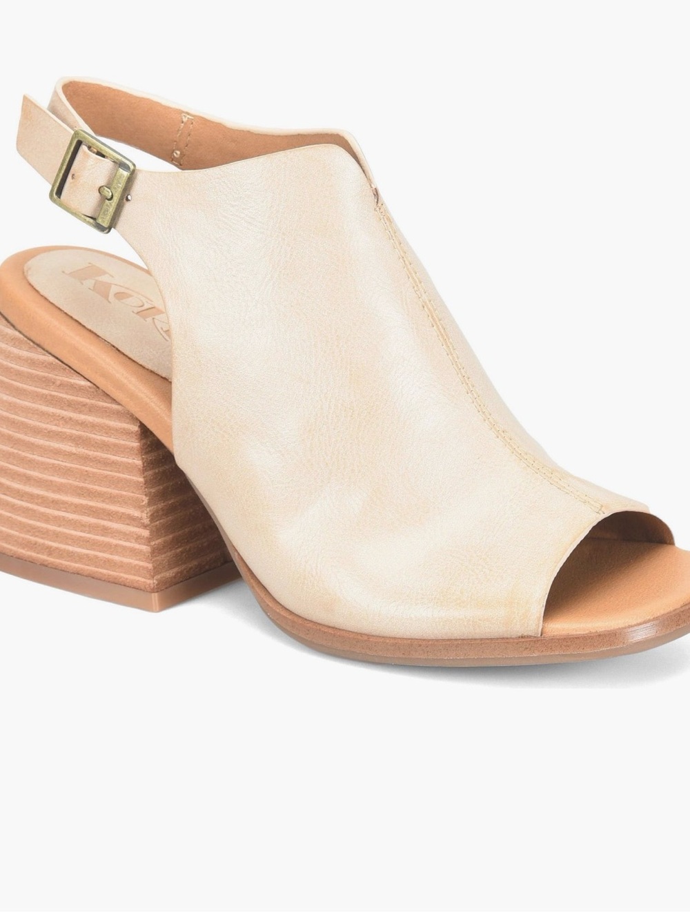 KORKS Women's Open-Toe Slingback Block Heel Sandal - Cream